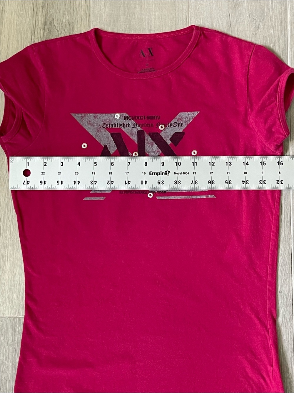 Armani Exchange AX Pink Logo Graphic Tee Rhinestone Accent Women’s Medium - Picture 5 of 9